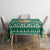 Philippines Christmas Tablecloth with Green Geometric Design, Santa in Barong Tagalog, and National Coat of Arms Motif - Wonder Print Shop
