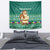 Philippines Christmas Tapestry with Green Geometric Design, Santa in Barong Tagalog, and National Coat of Arms Motif - Wonder Print Shop