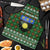 Guadeloupe Christmas Apron with Green-Red Plaid Design, Sun and Sugarcane Emblem, and Santa Sleigh Motif - Wonder Print Shop