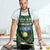 Guadeloupe Christmas Apron with Green-Red Plaid Design, Sun and Sugarcane Emblem, and Santa Sleigh Motif - Wonder Print Shop