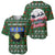 Guadeloupe Christmas Baseball Jersey with Green-Red Plaid Design, Sun and Sugarcane Emblem, and Santa Sleigh Motif - Wonder Print Shop