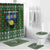 Guadeloupe Christmas Bathroom Set with Green-Red Plaid Design, Sun and Sugarcane Emblem, and Santa Sleigh Motif - Wonder Print Shop