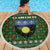 Guadeloupe Christmas Beach Blanket with Green-Red Plaid Design, Sun and Sugarcane Emblem, and Santa Sleigh Motif - Wonder Print Shop