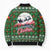 Guadeloupe Christmas Bomber Puffer Jacket with Green-Red Plaid Design, Sun and Sugarcane Emblem, and Santa Sleigh Motif - Wonder Print Shop