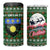 Guadeloupe Christmas 4 in 1 Can Cooler Tumbler with Green-Red Plaid Design, Sun and Sugarcane Emblem, and Santa Sleigh Motif - Wonder Print Shop