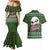 Guadeloupe Christmas Couples Matching Mermaid Dress and Hawaiian Shirt with Green-Red Plaid Design, Sun and Sugarcane Emblem, and Santa Sleigh Motif - Wonder Print Shop