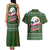 Guadeloupe Christmas Couples Matching Tank Maxi Dress and Hawaiian Shirt with Green-Red Plaid Design, Sun and Sugarcane Emblem, and Santa Sleigh Motif - Wonder Print Shop