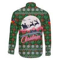 Guadeloupe Christmas Family Matching Mermaid Dress and Hawaiian Shirt with Green-Red Plaid Design, Sun and Sugarcane Emblem, and Santa Sleigh Motif - Wonder Print Shop