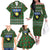 Guadeloupe Christmas Family Matching Off The Shoulder Long Sleeve Dress and Hawaiian Shirt with Green-Red Plaid Design, Sun and Sugarcane Emblem, and Santa Sleigh Motif - Wonder Print Shop