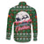 Guadeloupe Christmas Family Matching Off The Shoulder Long Sleeve Dress and Hawaiian Shirt with Green-Red Plaid Design, Sun and Sugarcane Emblem, and Santa Sleigh Motif - Wonder Print Shop