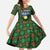 Guadeloupe Christmas Family Matching Off Shoulder Maxi Dress and Hawaiian Shirt with Green-Red Plaid Design, Sun and Sugarcane Emblem, and Santa Sleigh Motif - Wonder Print Shop
