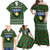 Guadeloupe Christmas Family Matching Off Shoulder Maxi Dress and Hawaiian Shirt with Green-Red Plaid Design, Sun and Sugarcane Emblem, and Santa Sleigh Motif - Wonder Print Shop