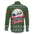 Guadeloupe Christmas Family Matching Off Shoulder Maxi Dress and Hawaiian Shirt with Green-Red Plaid Design, Sun and Sugarcane Emblem, and Santa Sleigh Motif - Wonder Print Shop