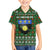 Guadeloupe Christmas Family Matching Off Shoulder Maxi Dress and Hawaiian Shirt with Green-Red Plaid Design, Sun and Sugarcane Emblem, and Santa Sleigh Motif - Wonder Print Shop