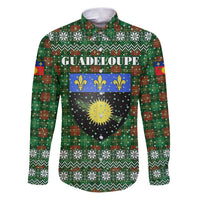 Guadeloupe Christmas Family Matching Puletasi and Hawaiian Shirt with Green-Red Plaid Design, Sun and Sugarcane Emblem, and Santa Sleigh Motif - Wonder Print Shop