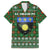 Guadeloupe Christmas Family Matching Short Sleeve Bodycon Dress and Hawaiian Shirt with Green-Red Plaid Design, Sun and Sugarcane Emblem, and Santa Sleigh Motif - Wonder Print Shop