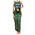 Guadeloupe Christmas Family Matching Tank Maxi Dress and Hawaiian Shirt with Green-Red Plaid Design, Sun and Sugarcane Emblem, and Santa Sleigh Motif - Wonder Print Shop
