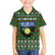 Guadeloupe Christmas Hawaiian Shirt with Green-Red Plaid Design, Sun and Sugarcane Emblem, and Santa Sleigh Motif - Wonder Print Shop