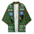 Guadeloupe Christmas Kimono with Green-Red Plaid Design, Sun and Sugarcane Emblem, and Santa Sleigh Motif - Wonder Print Shop