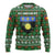 Guadeloupe Christmas Ugly Christmas Sweater with Green-Red Plaid Design, Sun and Sugarcane Emblem, and Santa Sleigh Motif - Wonder Print Shop