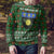 Guadeloupe Christmas Ugly Christmas Sweater with Green-Red Plaid Design, Sun and Sugarcane Emblem, and Santa Sleigh Motif - Wonder Print Shop