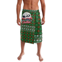 Guadeloupe Christmas Lavalava with Green-Red Plaid Design, Sun and Sugarcane Emblem, and Santa Sleigh Motif - Wonder Print Shop