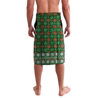 Guadeloupe Christmas Lavalava with Green-Red Plaid Design, Sun and Sugarcane Emblem, and Santa Sleigh Motif - Wonder Print Shop