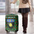 Guadeloupe Christmas Luggage Cover with Green-Red Plaid Design, Sun and Sugarcane Emblem, and Santa Sleigh Motif - Wonder Print Shop