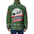 Guadeloupe Christmas Padded Jacket with Green-Red Plaid Design, Sun and Sugarcane Emblem, and Santa Sleigh Motif - Wonder Print Shop