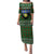 Guadeloupe Christmas Puletasi with Green-Red Plaid Design, Sun and Sugarcane Emblem, and Santa Sleigh Motif - Wonder Print Shop
