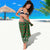 Guadeloupe Christmas Sarong with Green-Red Plaid Design, Sun and Sugarcane Emblem, and Santa Sleigh Motif - Wonder Print Shop