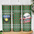 Guadeloupe Christmas Skinny Tumbler with Green-Red Plaid Design, Sun and Sugarcane Emblem, and Santa Sleigh Motif - Wonder Print Shop