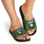 Guadeloupe Christmas Slide Sandals with Green-Red Plaid Design, Sun and Sugarcane Emblem, and Santa Sleigh Motif - Wonder Print Shop