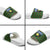 Guadeloupe Christmas Slide Sandals with Green-Red Plaid Design, Sun and Sugarcane Emblem, and Santa Sleigh Motif - Wonder Print Shop