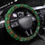 Guadeloupe Christmas Steering Wheel Cover with Green-Red Plaid Design, Sun and Sugarcane Emblem, and Santa Sleigh Motif - Wonder Print Shop