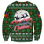 Guadeloupe Christmas Sweatshirt with Green-Red Plaid Design, Sun and Sugarcane Emblem, and Santa Sleigh Motif - Wonder Print Shop