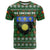 Guadeloupe Christmas T Shirt with Green-Red Plaid Design, Sun and Sugarcane Emblem, and Santa Sleigh Motif - Wonder Print Shop