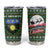 Guadeloupe Christmas Tumbler Cup with Green-Red Plaid Design, Sun and Sugarcane Emblem, and Santa Sleigh Motif - Wonder Print Shop