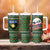 Guadeloupe Christmas Tumbler With Handle with Green-Red Plaid Design, Sun and Sugarcane Emblem, and Santa Sleigh Motif - Wonder Print Shop