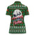 Guadeloupe Christmas Women Polo Shirt with Green-Red Plaid Design, Sun and Sugarcane Emblem, and Santa Sleigh Motif - Wonder Print Shop