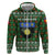 Guadeloupe Christmas Zip Hoodie with Green-Red Plaid Design, Sun and Sugarcane Emblem, and Santa Sleigh Motif - Wonder Print Shop