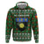 Guadeloupe Christmas Zip Hoodie with Green-Red Plaid Design, Sun and Sugarcane Emblem, and Santa Sleigh Motif - Wonder Print Shop