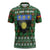 Guadeloupe Christmas Zipper Polo Shirt with Green-Red Plaid Design, Sun and Sugarcane Emblem, and Santa Sleigh Motif - Wonder Print Shop