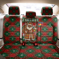 Guadeloupe Christmas Back Car Seat Cover with Green-Red Plaid Design, Island Map, and Traditional Santa Motif - Wonder Print Shop