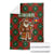 Guadeloupe Christmas Blanket with Green-Red Plaid Design, Island Map, and Traditional Santa Motif - Wonder Print Shop
