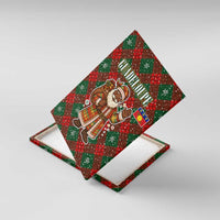 Guadeloupe Christmas Canvas Wall Art with Green-Red Plaid Design, Island Map, and Traditional Santa Motif - Wonder Print Shop