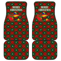 Guadeloupe Christmas Car Mats with Green-Red Plaid Design, Island Map, and Traditional Santa Motif - Wonder Print Shop