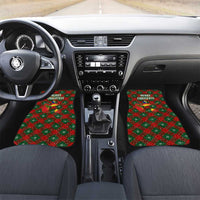 Guadeloupe Christmas Car Mats with Green-Red Plaid Design, Island Map, and Traditional Santa Motif - Wonder Print Shop