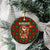 Guadeloupe Christmas Ceramic Ornament with Green-Red Plaid Design, Island Map, and Traditional Santa Motif - Wonder Print Shop