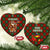 Guadeloupe Christmas Ceramic Ornament with Green-Red Plaid Design, Island Map, and Traditional Santa Motif - Wonder Print Shop
